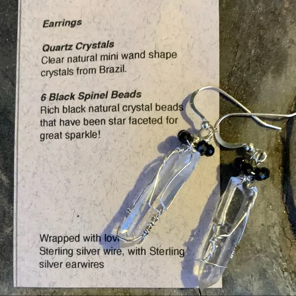 Quartz Crystal Earrings & Black Spinel beads - Picture 10 of 11